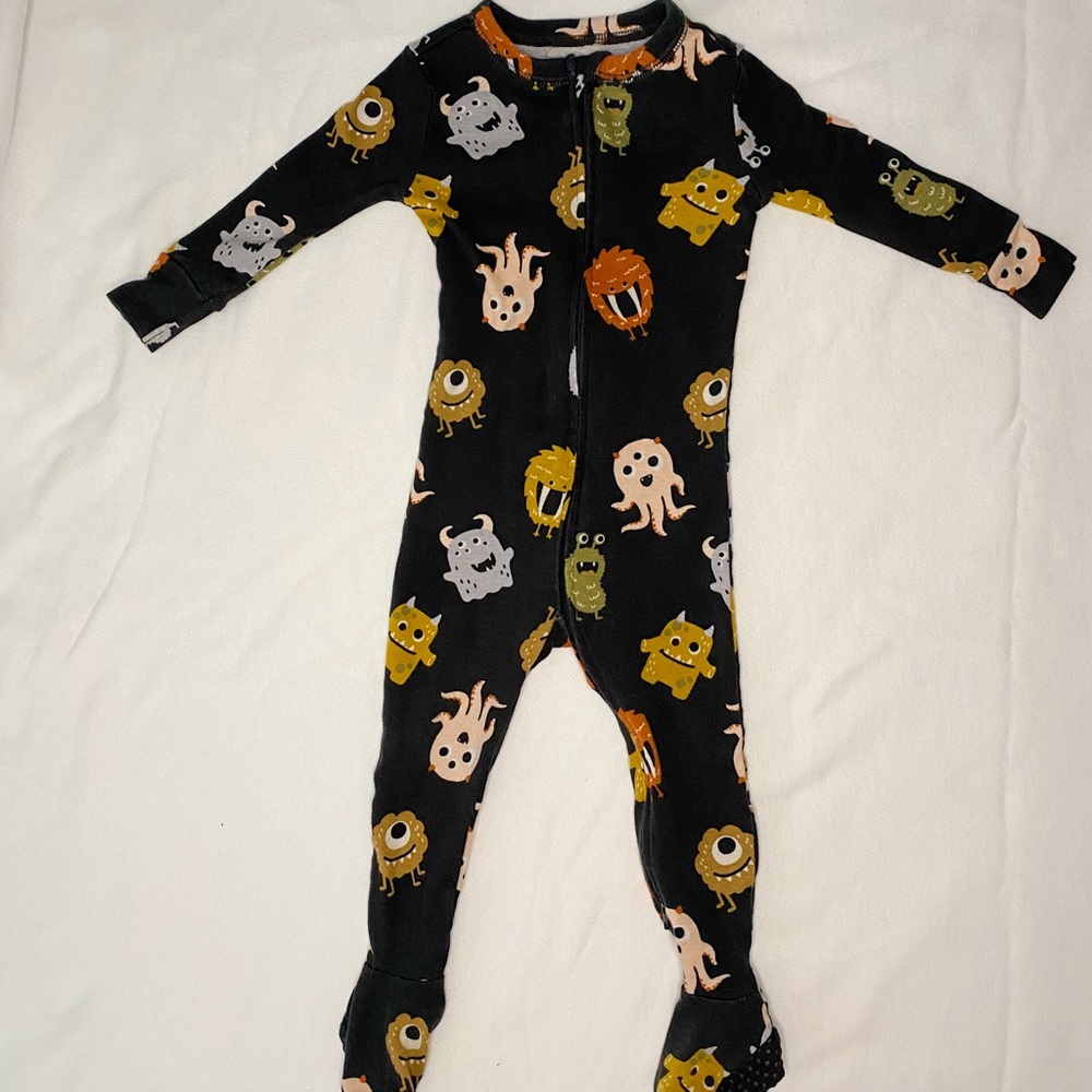 Infant Black Monster 2way zip 12-18 month onesie